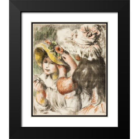 Pinning the Hat 1898 Black Modern Wood Framed Art Print with Double Matting by Renoir, Pierre-Auguste