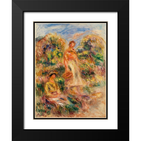 Standing Woman and Seated Woman in a Landscape 1919 Black Modern Wood Framed Art Print with Double Matting by Renoir, Pierre-Auguste
