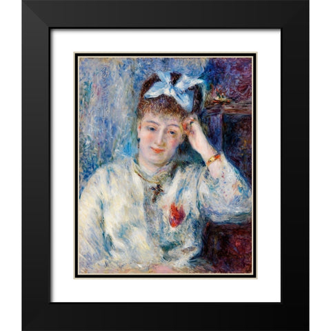 Portrait of Mademoiselle Marie Murer Black Modern Wood Framed Art Print with Double Matting by Renoir, Pierre-Auguste