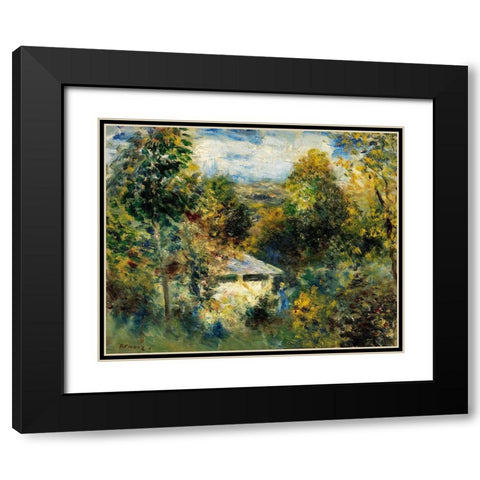 Louveciennes Black Modern Wood Framed Art Print with Double Matting by Renoir, Pierre-Auguste