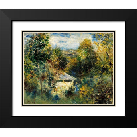 Louveciennes Black Modern Wood Framed Art Print with Double Matting by Renoir, Pierre-Auguste