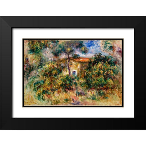 Farmhouse 1917 Black Modern Wood Framed Art Print with Double Matting by Renoir, Pierre-Auguste