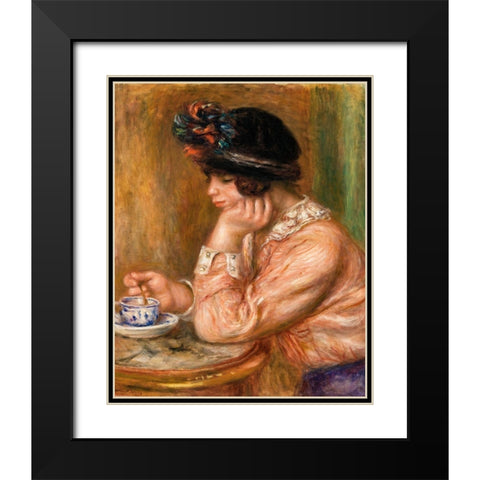 Cup of Chocolate 1914 Black Modern Wood Framed Art Print with Double Matting by Renoir, Pierre-Auguste