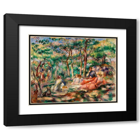 Picnic 1893 Black Modern Wood Framed Art Print with Double Matting by Renoir, Pierre-Auguste