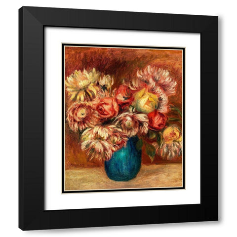 Flowers in a Green Vase 1912 Black Modern Wood Framed Art Print with Double Matting by Renoir, Pierre-Auguste