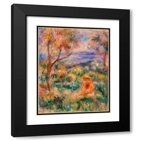 Seated Woman with Sea in the Distance 1917 Black Modern Wood Framed Art Print with Double Matting by Renoir, Pierre-Auguste