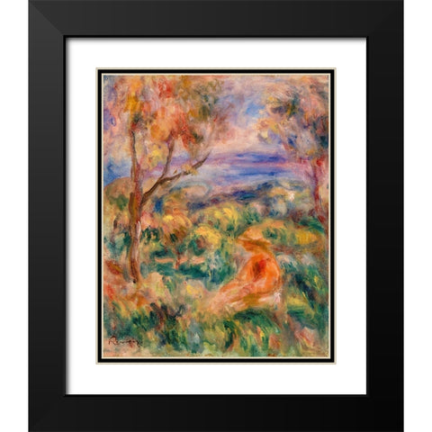 Seated Woman with Sea in the Distance 1917 Black Modern Wood Framed Art Print with Double Matting by Renoir, Pierre-Auguste