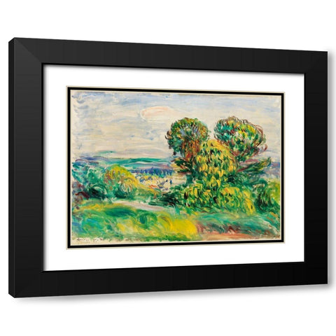 Landscape 1890 Black Modern Wood Framed Art Print with Double Matting by Renoir, Pierre-Auguste