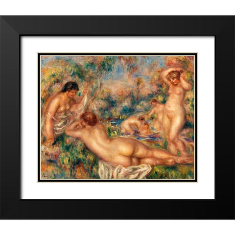Bathers 1918 Black Modern Wood Framed Art Print with Double Matting by Renoir, Pierre-Auguste
