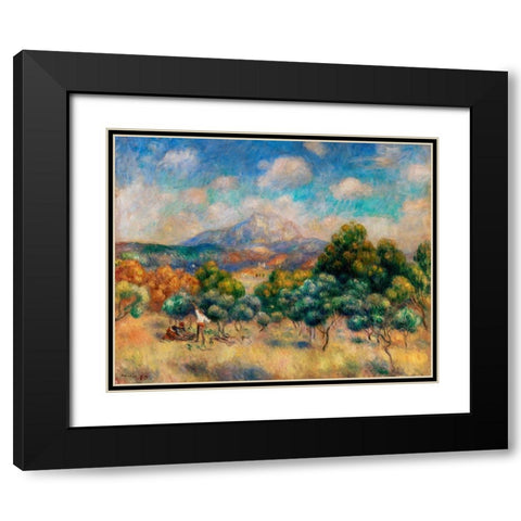 Mount of Sainte Victoire 1889 Black Modern Wood Framed Art Print with Double Matting by Renoir, Pierre-Auguste