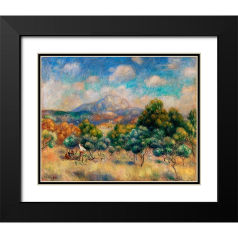 Mount of Sainte Victoire 1889 Black Modern Wood Framed Art Print with Double Matting by Renoir, Pierre-Auguste