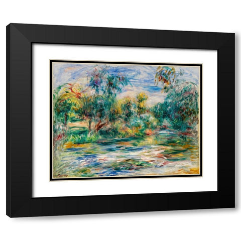 Landscape 1917 Black Modern Wood Framed Art Print with Double Matting by Renoir, Pierre-Auguste