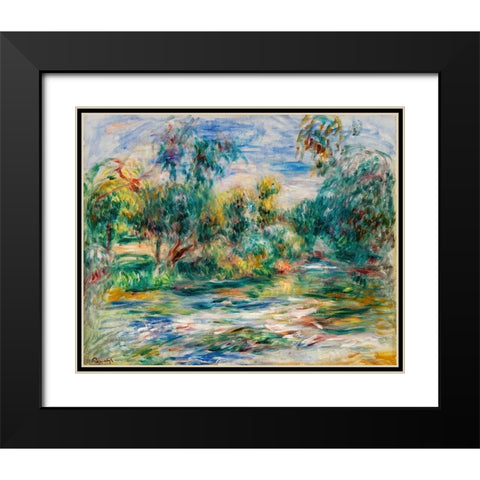 Landscape 1917 Black Modern Wood Framed Art Print with Double Matting by Renoir, Pierre-Auguste