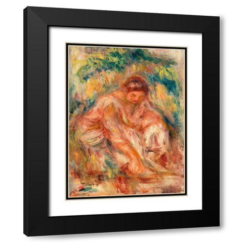 Sketch of a Woman 1916 Black Modern Wood Framed Art Print with Double Matting by Renoir, Pierre-Auguste