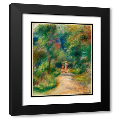 Two Figures on a Path 1906 Black Modern Wood Framed Art Print with Double Matting by Renoir, Pierre-Auguste