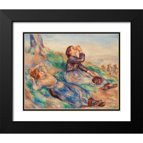 Grape Gatherers 1889 Black Modern Wood Framed Art Print with Double Matting by Renoir, Pierre-Auguste