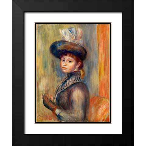 Girl in Gray Blue 1889 Black Modern Wood Framed Art Print with Double Matting by Renoir, Pierre-Auguste