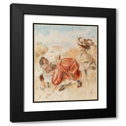 Children Playing Ball 1900 Black Modern Wood Framed Art Print with Double Matting by Renoir, Pierre-Auguste