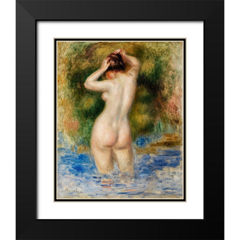 Bather 1890 Black Modern Wood Framed Art Print with Double Matting by Renoir, Pierre-Auguste