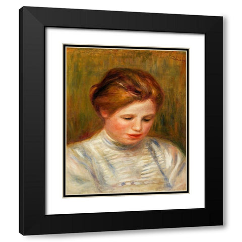 Head 1904 Black Modern Wood Framed Art Print with Double Matting by Renoir, Pierre-Auguste
