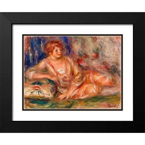 Andree in Pink, Reclining 1918 Black Modern Wood Framed Art Print with Double Matting by Renoir, Pierre-Auguste