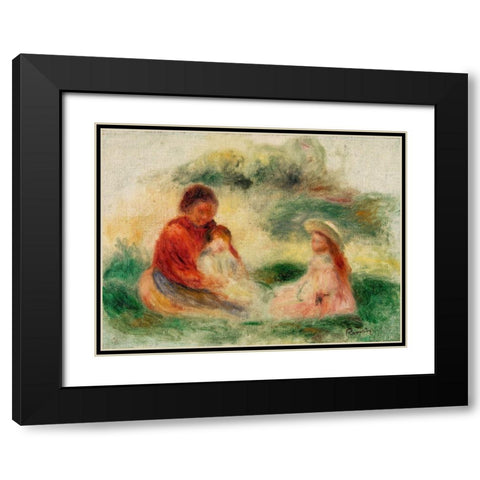 Young Family Black Modern Wood Framed Art Print with Double Matting by Renoir, Pierre-Auguste