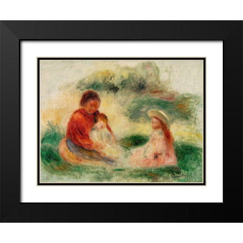 Young Family Black Modern Wood Framed Art Print with Double Matting by Renoir, Pierre-Auguste