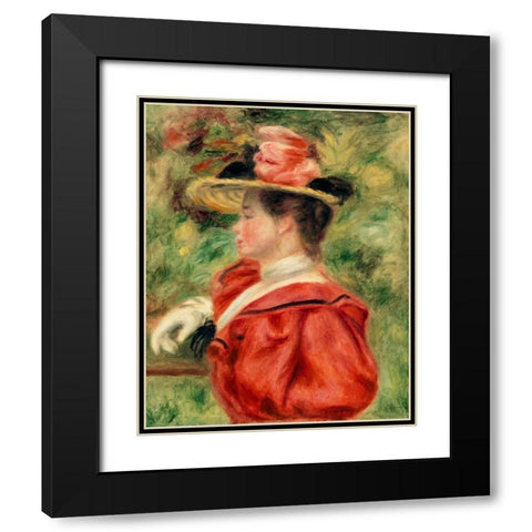 Woman with Glove 1893 Black Modern Wood Framed Art Print with Double Matting by Renoir, Pierre-Auguste