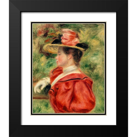 Woman with Glove 1893 Black Modern Wood Framed Art Print with Double Matting by Renoir, Pierre-Auguste