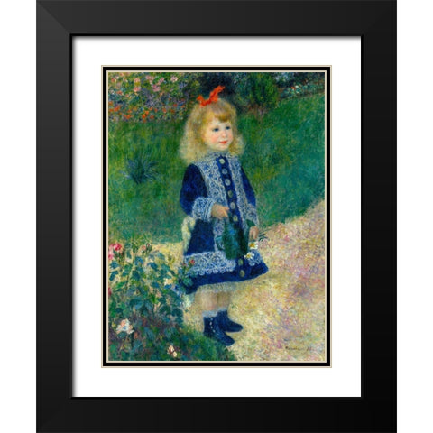 A Girl with a Watering Can Black Modern Wood Framed Art Print with Double Matting by Renoir, Pierre-Auguste