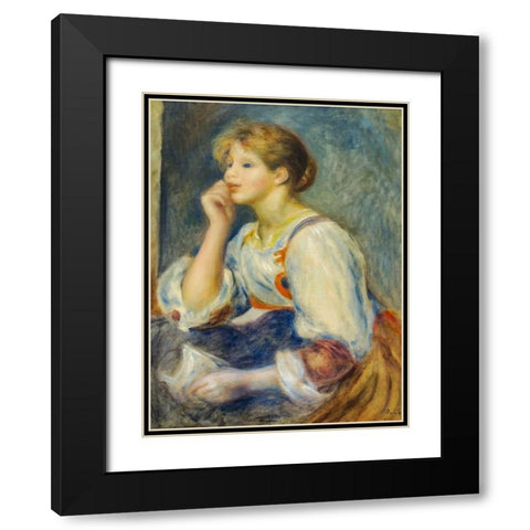 Woman with a letter Black Modern Wood Framed Art Print with Double Matting by Renoir, Pierre-Auguste
