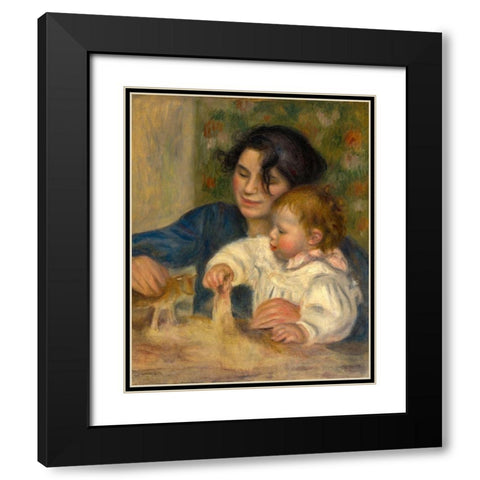 Gabrielle and Jean Black Modern Wood Framed Art Print with Double Matting by Renoir, Pierre-Auguste