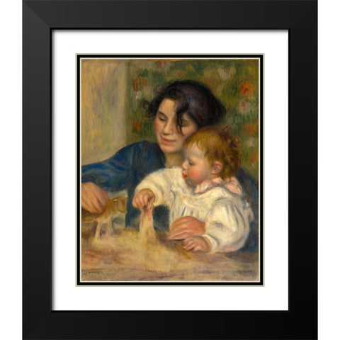 Gabrielle and Jean Black Modern Wood Framed Art Print with Double Matting by Renoir, Pierre-Auguste