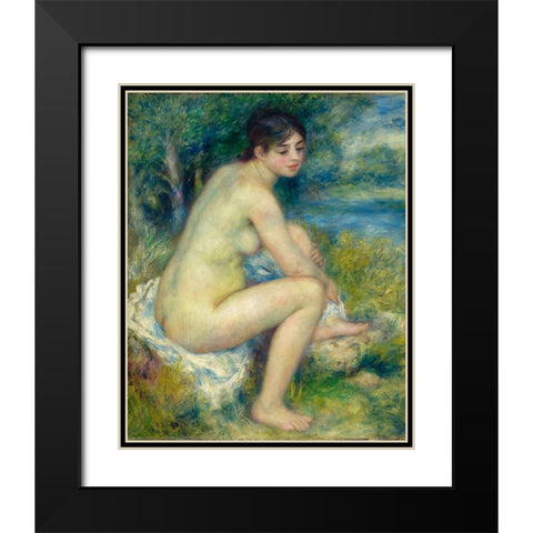 Nude Woman in a landscape 1883 Black Modern Wood Framed Art Print with Double Matting by Renoir, Pierre-Auguste