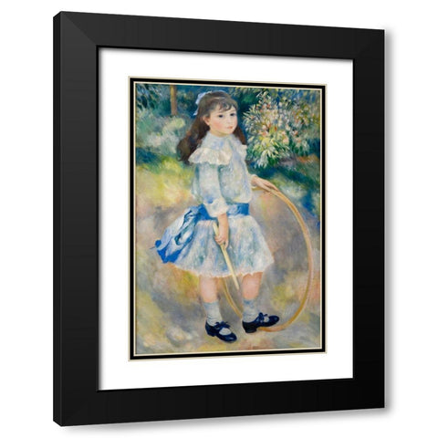 Girl with a Hoop Black Modern Wood Framed Art Print with Double Matting by Renoir, Pierre-Auguste