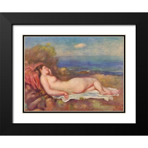 Sleeping by the sea Black Modern Wood Framed Art Print with Double Matting by Renoir, Pierre-Auguste