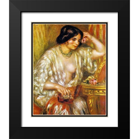 Gabrielle with Jewellery Black Modern Wood Framed Art Print with Double Matting by Renoir, Pierre-Auguste