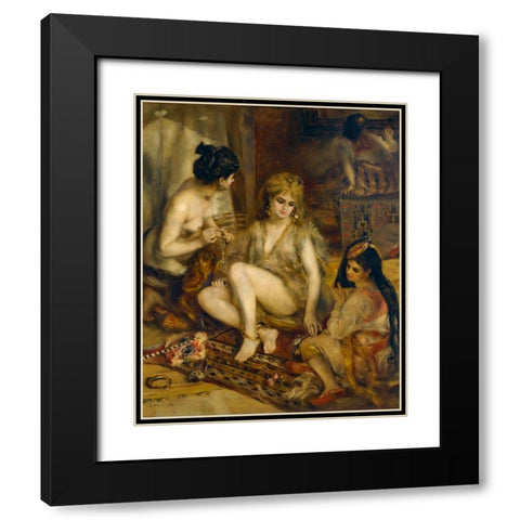 Parisiennes in Algerian Costume or Harem Black Modern Wood Framed Art Print with Double Matting by Renoir, Pierre-Auguste