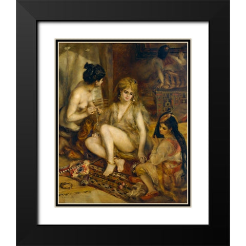 Parisiennes in Algerian Costume or Harem Black Modern Wood Framed Art Print with Double Matting by Renoir, Pierre-Auguste