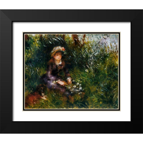 Madame Renoir with the dog Black Modern Wood Framed Art Print with Double Matting by Renoir, Pierre-Auguste