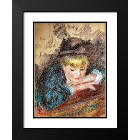 Portrait of a girl Black Modern Wood Framed Art Print with Double Matting by Renoir, Pierre-Auguste