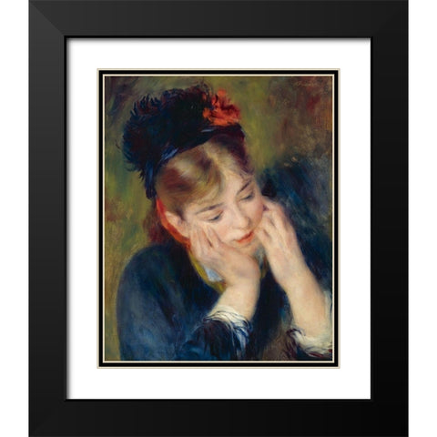Reflection Black Modern Wood Framed Art Print with Double Matting by Renoir, Pierre-Auguste