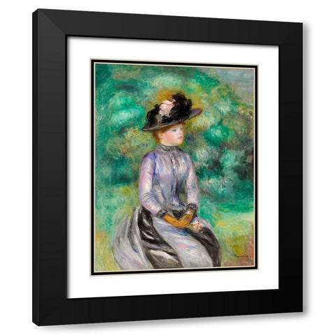Adrienne Black Modern Wood Framed Art Print with Double Matting by Renoir, Pierre-Auguste