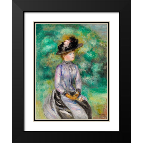 Adrienne Black Modern Wood Framed Art Print with Double Matting by Renoir, Pierre-Auguste