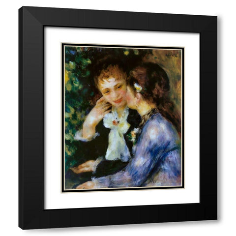 Confidences Black Modern Wood Framed Art Print with Double Matting by Renoir, Pierre-Auguste