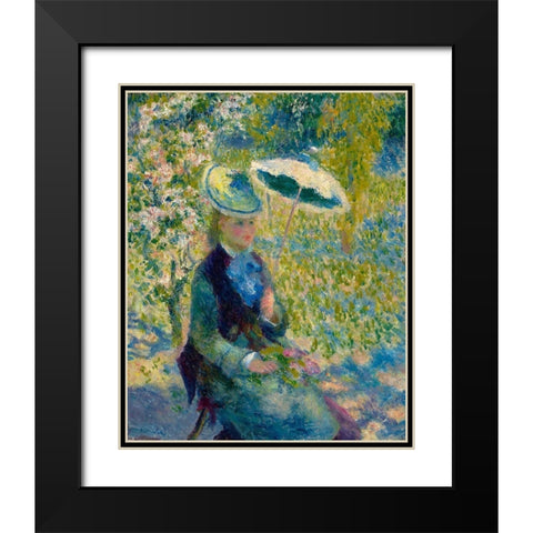 The parasol Black Modern Wood Framed Art Print with Double Matting by Renoir, Pierre-Auguste