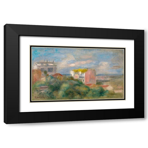 View of Montmartre Black Modern Wood Framed Art Print with Double Matting by Renoir, Pierre-Auguste