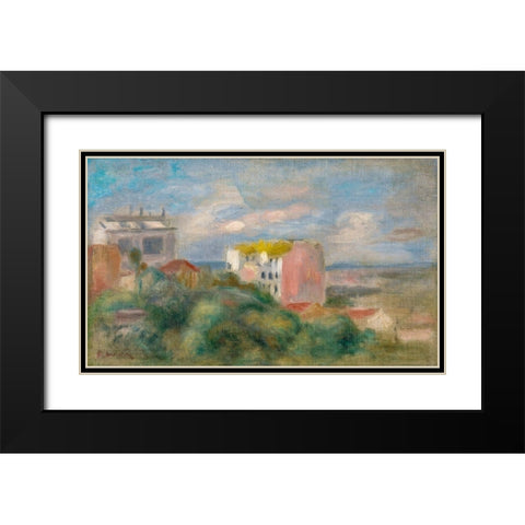View of Montmartre Black Modern Wood Framed Art Print with Double Matting by Renoir, Pierre-Auguste