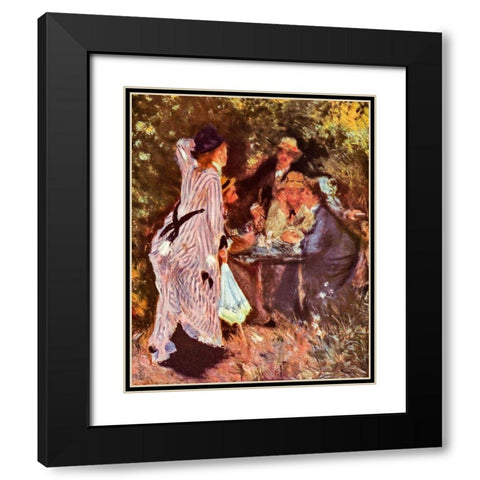 In the garden - Under the arbor Black Modern Wood Framed Art Print with Double Matting by Renoir, Pierre-Auguste