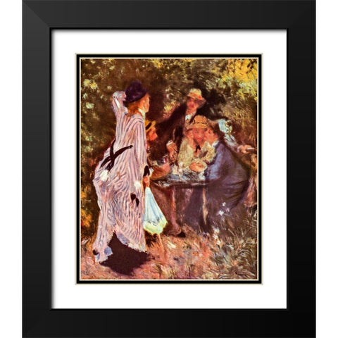 In the garden - Under the arbor Black Modern Wood Framed Art Print with Double Matting by Renoir, Pierre-Auguste